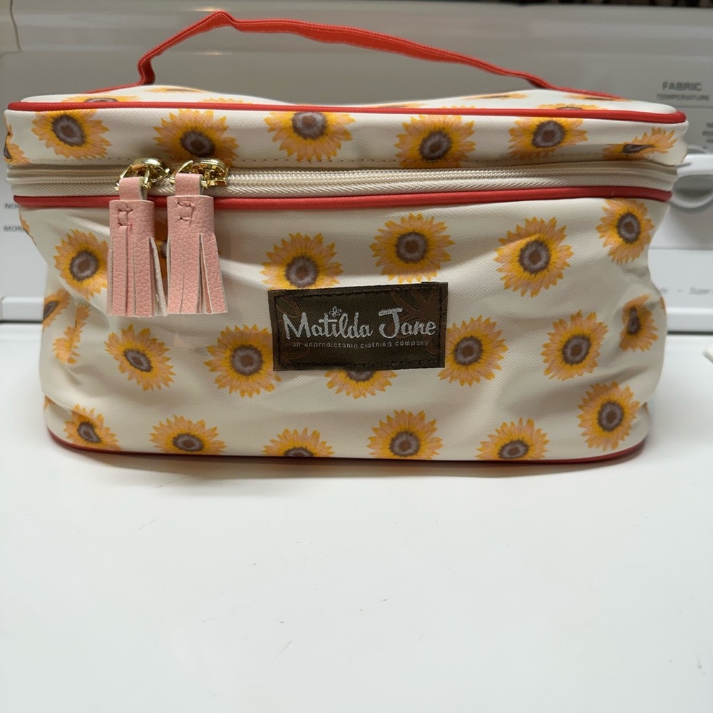 Matilda Jane Cream and Orange Cosmetic Bag with Sunflower Pattern